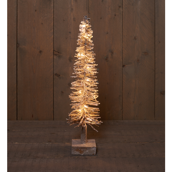 Cbd Rotan Boom Naturel/Sneeuw - Kerstverlichting - 60 cm Warm Wit 20 led