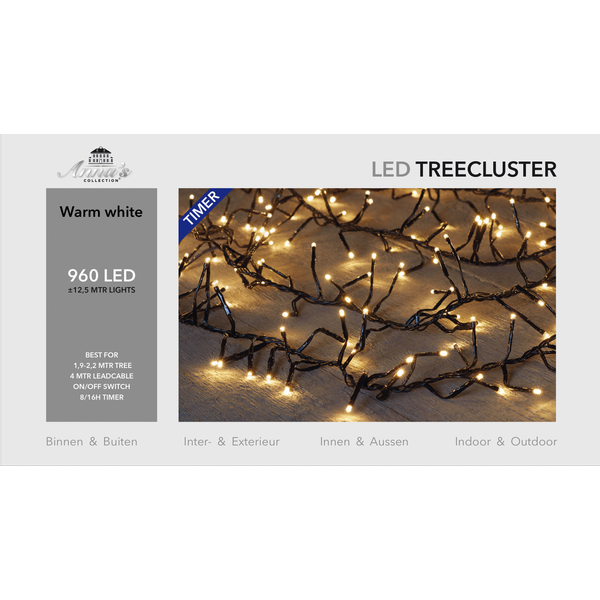 Afbeelding Anna's Collection 1,9-2,2m treecluster 12,5m/960led warm wit door Petsplace.nl