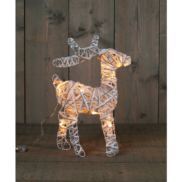 Afbeelding Anna's Collection Batterijverlichting hert 37 cm jute/katoen/glitter 10 LED warm wit door Petsplace.nl