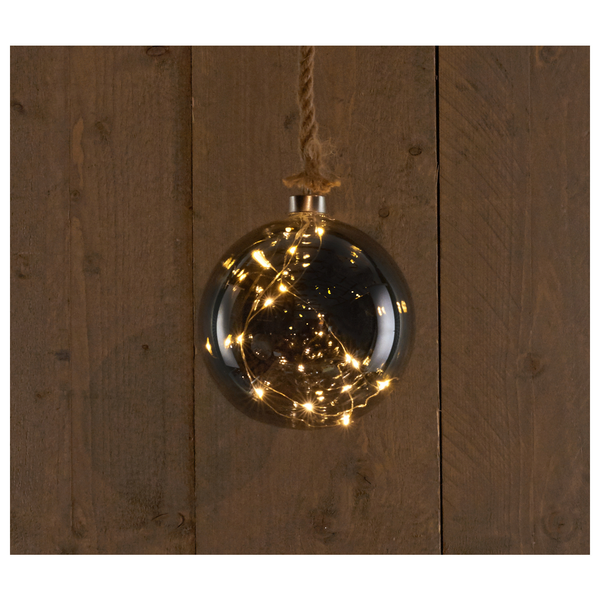 Afbeelding Anna's Collection Bal glas 15 cm aan touw 8 LED door Petsplace.nl