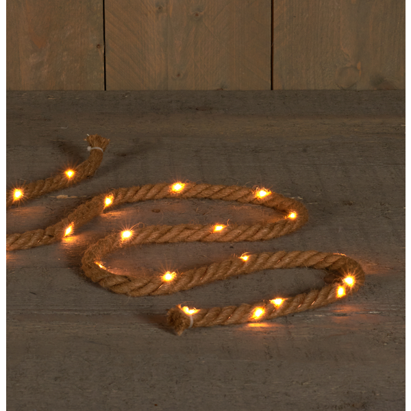 Afbeelding Anna's Collection Batterijverlichting LED jute touw koperdraad 20 LED / 1,5 meter door Petsplace.nl