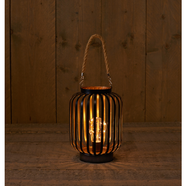 Afbeelding Anna's Collection Tafellamp Streep - Terrasverlichting - 16x22 cm Zwart Koper door Petsplace.nl
