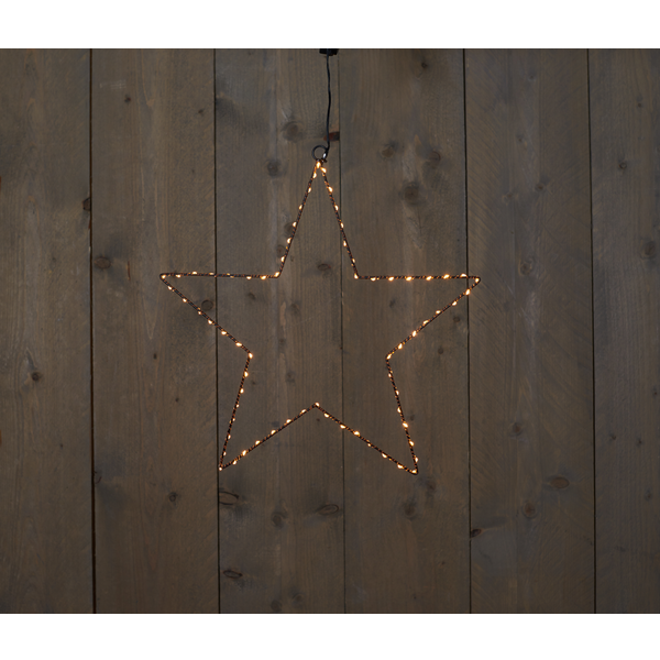 Cbd Ster 2-D Met Koperdraad Verlichting - Kerstverlichting - 40 cm Warm Wit 70 led Werkt Op Batterijen. Met Timer