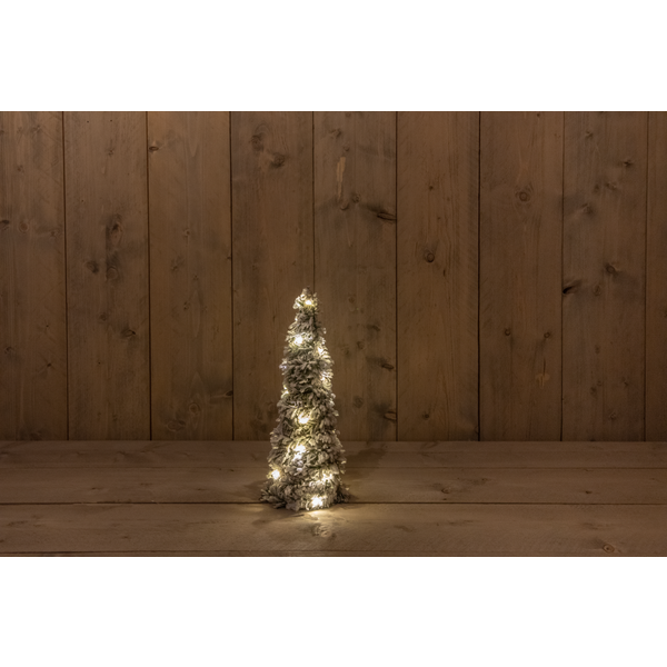 Afbeelding Cbd Decoratieboom Groen Besneeuwd - Kerstverlichting - 40 cm Warm Wit 20 led door Petsplace.nl