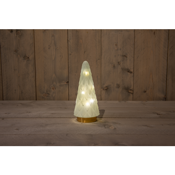 Cbd Glazen Boom Met Gouden Voet - Kerstverlichting - 10.5x24.5 cm Wit Warm Wit 10 led