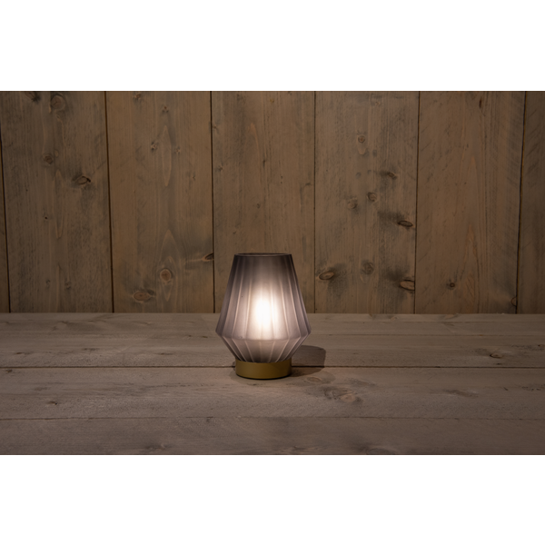 Afbeelding Cbd Glazen Lamp Met Gouden Voet - Verlichting - 12x17 cm Grijs Warm Wit door Petsplace.nl