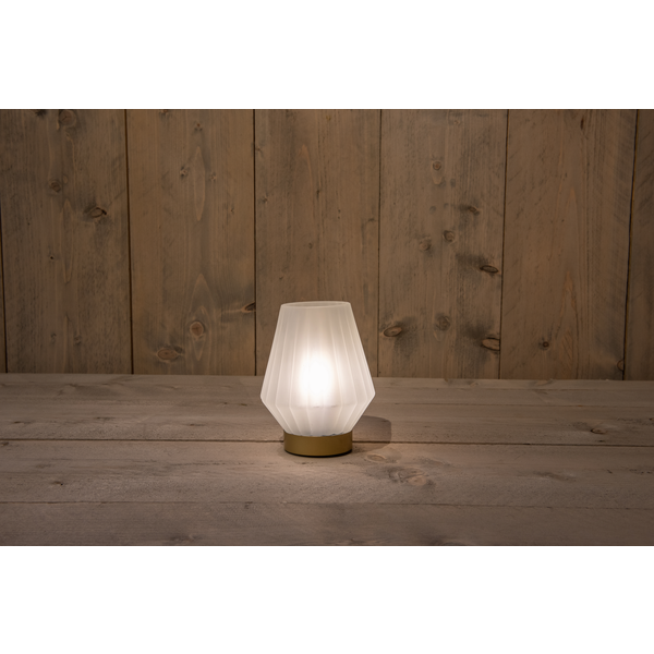 Cbd Glazen Lamp Met Gouden Voet - Verlichting - 12x17 cm Wit Warm Wit