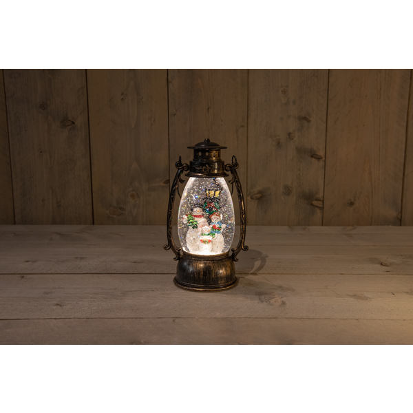 Afbeelding Cbd Lantaarn Met Sneeuwman - Kerstverlichting - 14.5x24 cm Warm Wit door Petsplace.nl