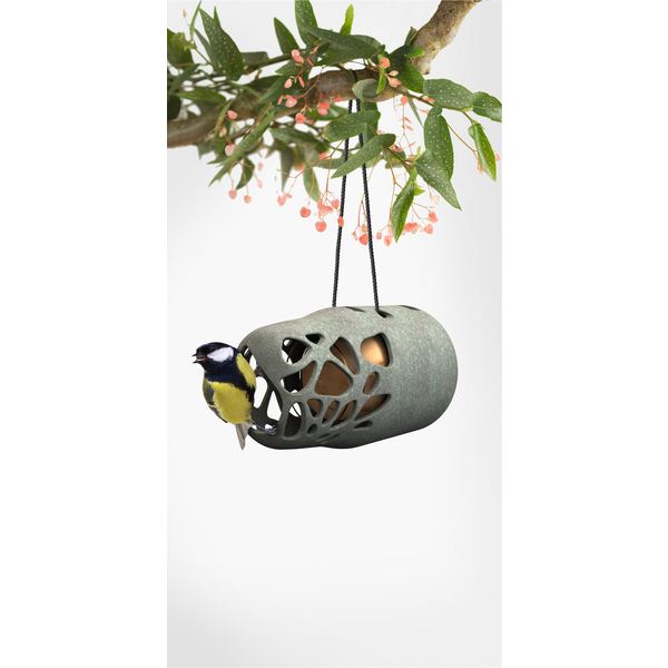 Afbeelding Singingfriend Pindakaaspothouder Esmee - Voederhuis - 9.5x9.5x15 cm Antraciet door Petsplace.nl
