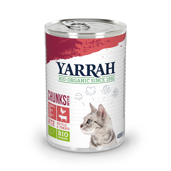 Afbeelding Yarrah Cat Blik Brokjes Kip/Rund In Saus door Petsplace.nl