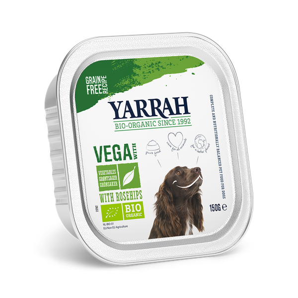 Yarrah Bio Hondenvoer Alucup Brokjes Vega Met Rozenbottels - Hondenvoer - 150 g