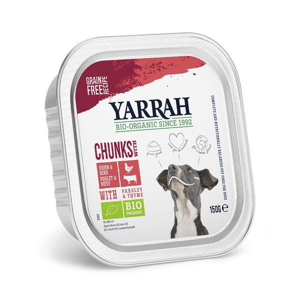 Afbeelding Yarrah - Natvoer Hond Kuipje Chunks met Rund Bio - 12 x 150 g door Petsplace.nl