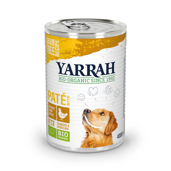 Yarrah 9 + 3 gratis! 12x Bio Natvoer Bio Kip mit Bio Spirulina & Bio Zeewier(12 x 400 g ) online kopen