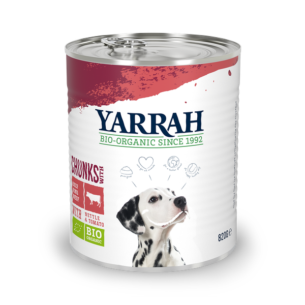 Afbeelding Yarrah Dog Blik Brokjes Vlees In Saus Met Brandnetel En Tomaat door Petsplace.nl