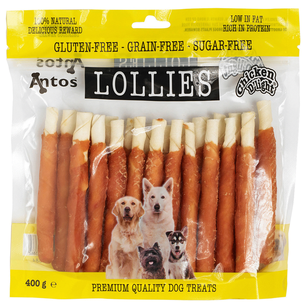 Afbeelding Antos Chicken D'Light Lollies - Hondensnacks - Rund Kip 400 g door Petsplace.nl