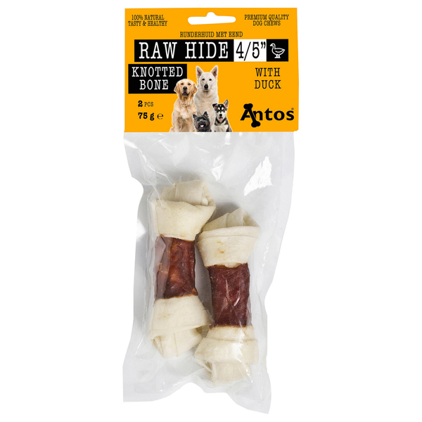 Afbeelding Antos Runderhuid Bot Met Eend - Hondensnacks - Eend Rund 75 g 2 stuks door Petsplace.nl