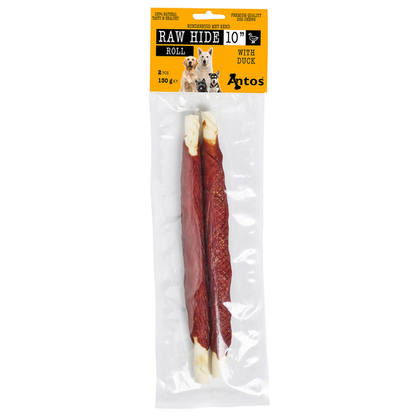 Afbeelding Antos Runderhuid Met Eend Rol Eend&Rund - Hondensnacks - 130 g door Petsplace.nl