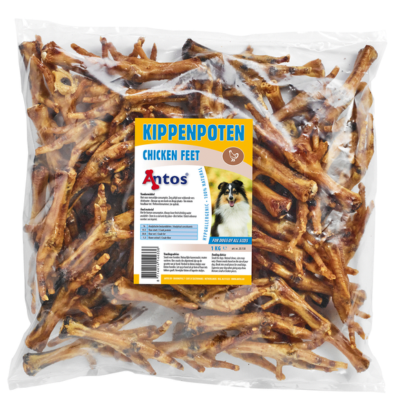 Afbeelding Antos Kippenpoten Gedroogd Kip - Hondensnacks - 1 kg door Petsplace.nl