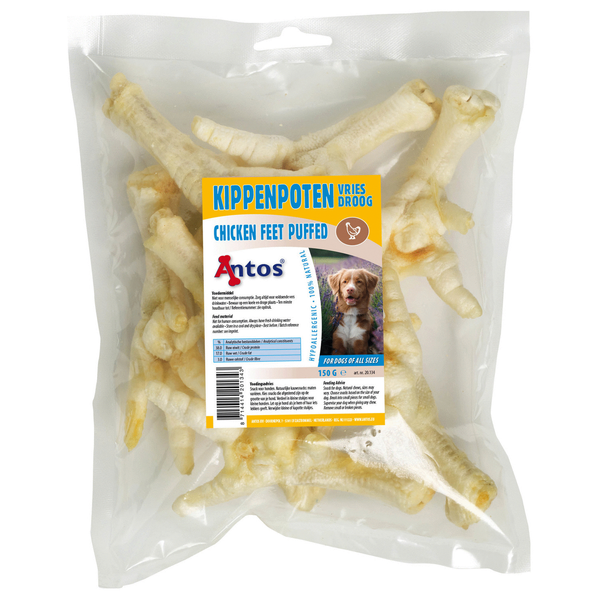 Afbeelding Antos Kippenpoten Vriesdroog - Hondensnacks - Kip 150 g door Petsplace.nl