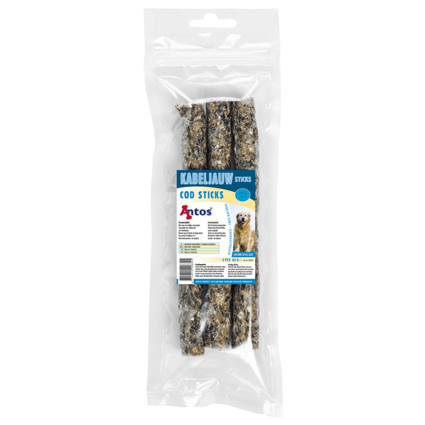 Afbeelding Antos Kabeljauwsticks - Hondensnacks - Vis 82.5 g 3 stuks door Petsplace.nl