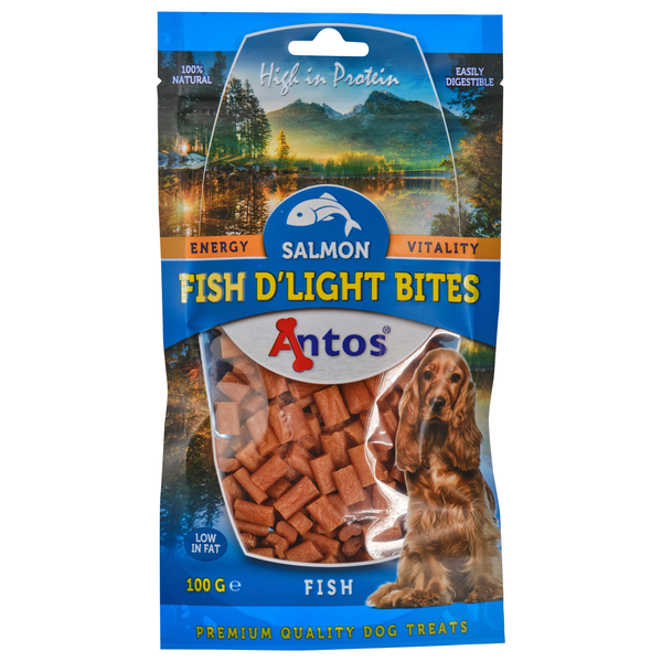 Afbeelding Antos Fish D'Light Bites - Hondensnacks - Zalm 100 g door Petsplace.nl