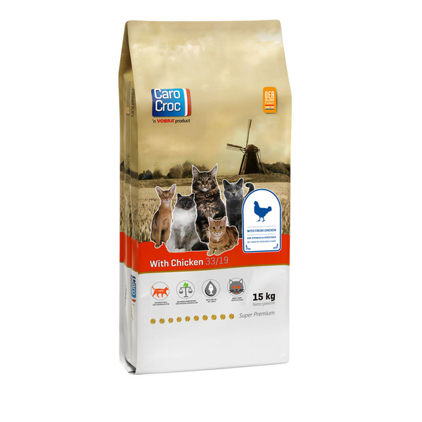 Afbeelding Carocroc 33/19 with Chicken kattenvoer 15 kg door Petsplace.nl