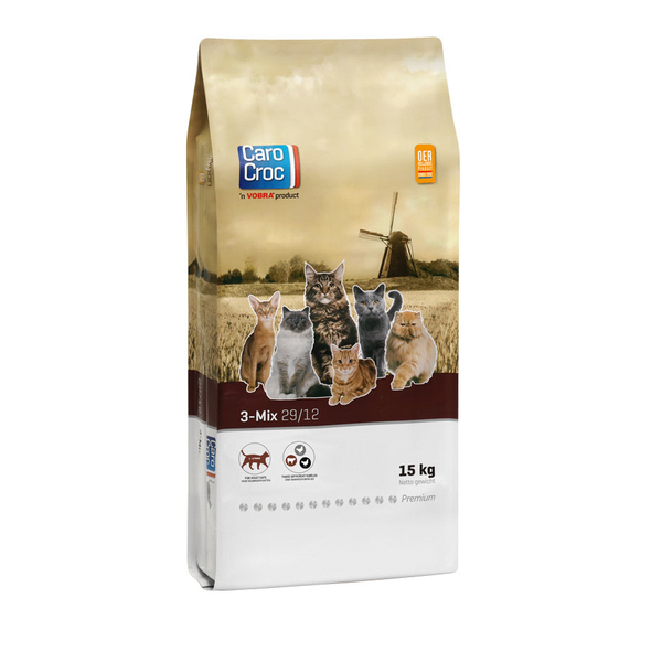 Afbeelding Carocroc 29/12 - 3 Mix kattenvoer 15 kg door Petsplace.nl