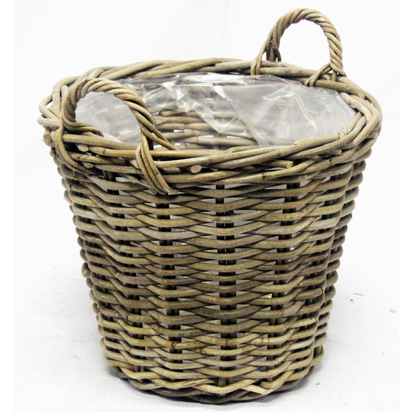 Afbeelding Van der Leeden Mand Rotan Antique Grey D42H32CM door Petsplace.nl
