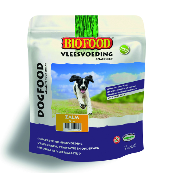 Biofood Vleesvoeding Worst Zalm 800 gr hondenvoer Per stuk