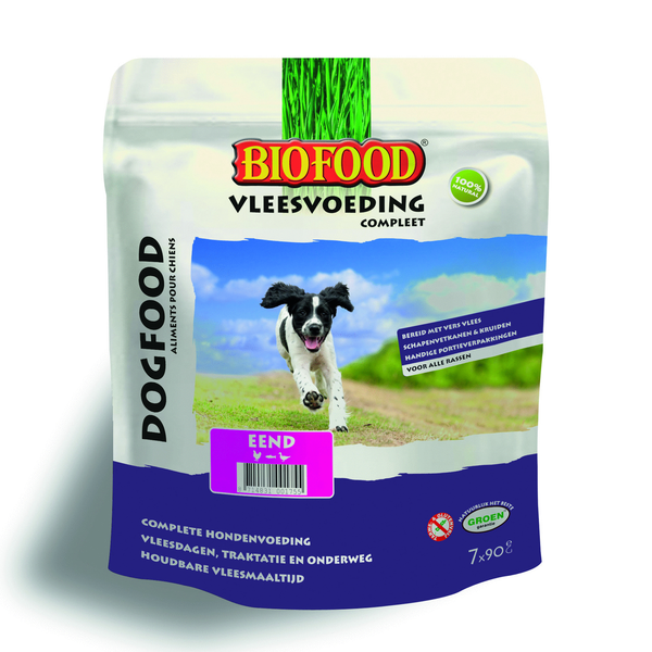 Afbeelding Biofood Vleesvoeding Worst Eend 800 gr hondenvoer Per stuk door Petsplace.nl
