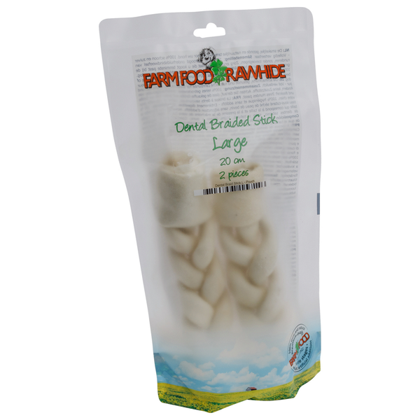Afbeelding Farm Food Rawhide Dental Braided Stick Rund - Hondensnacks - 110 g door Petsplace.nl