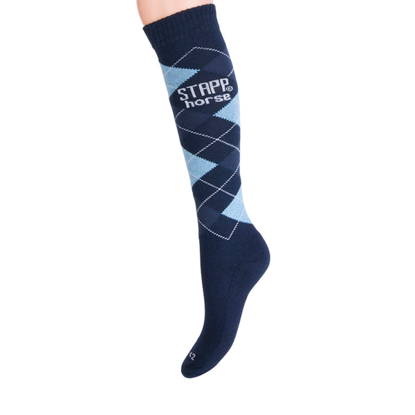 Afbeelding Stapp Horse Kniekous Horse Ruit Marine&Lichtblauw&Jeans - Ruiterkleding - 3942 door Petsplace.nl