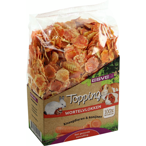 Afbeelding Esve Topping Wortelvlokken - Knaagdiersnack - 150 g door Petsplace.nl