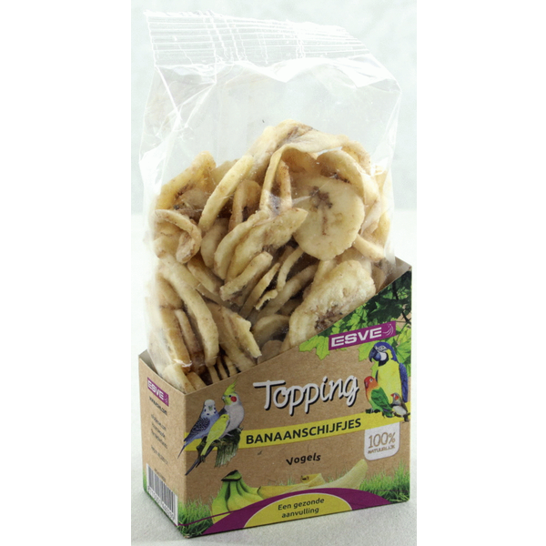 Afbeelding Esve Topping Banaanschijfjes Vogel - Vogelsnack - 180 g door Petsplace.nl