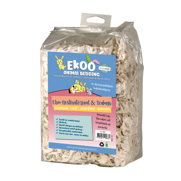 Ekoo Bedding Nestmateriaal Met Theezakjes - Kooi Accessoire - 15 l