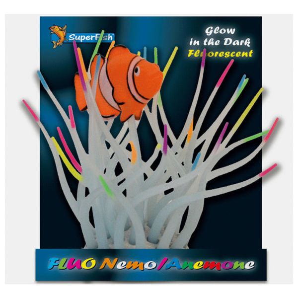 Afbeelding Superfish Fluo Annemoon Met Vis - Aquarium - Ornament - 12x9x13 cm Wit Oranje door Petsplace.nl