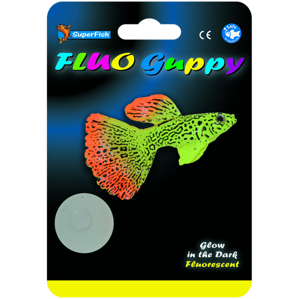 Afbeelding Superfish Fluo Guppy - Aquarium - Ornament - Groen Oranje door Petsplace.nl