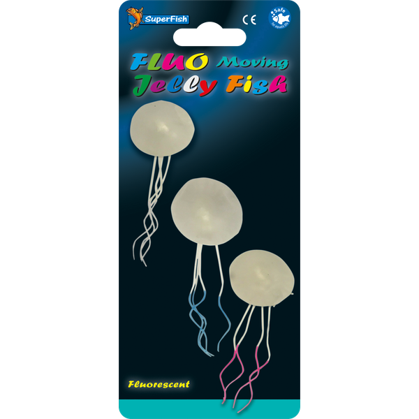 Afbeelding Superfish Fluo Moving Jelly Fish X3 - Aquarium - Ornament - 7x3x17 cm door Petsplace.nl