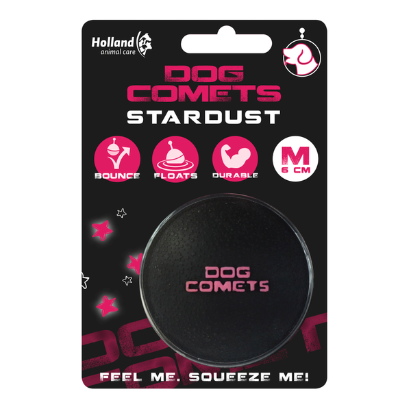 Dog Comets Ball Stardust - Zwart / Roze