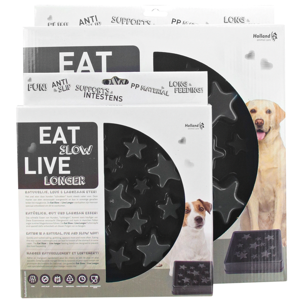 Afbeelding Eat Slow Live Longer Star Voerbak - Small - Grijs door Petsplace.nl