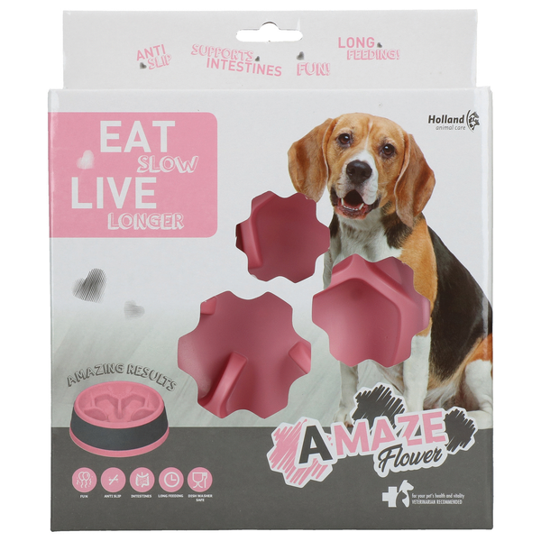 EAT SLOW LIVE LONGER Slowfeeder Amaze Flower M roze