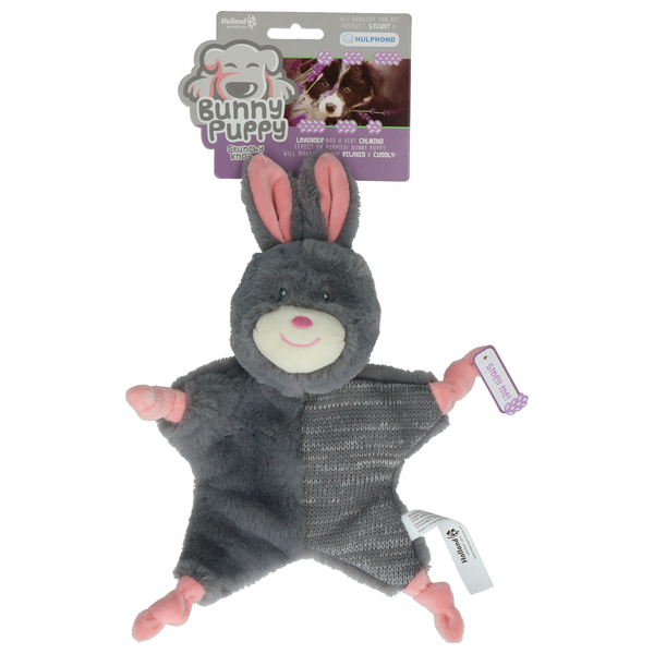 Afbeelding Bunny Puppy Crunchy Knot - Hondenspeelgoed - 34x19x8 cm Grijs Roze door Petsplace.nl