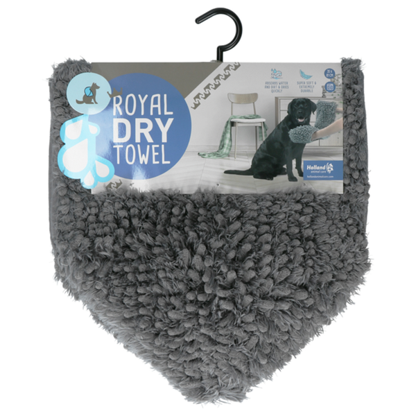 Afbeelding Holland Animal Care Royal Dry Handdoek - Hondenverzorging - 35x81 cm Grijs door Petsplace.nl