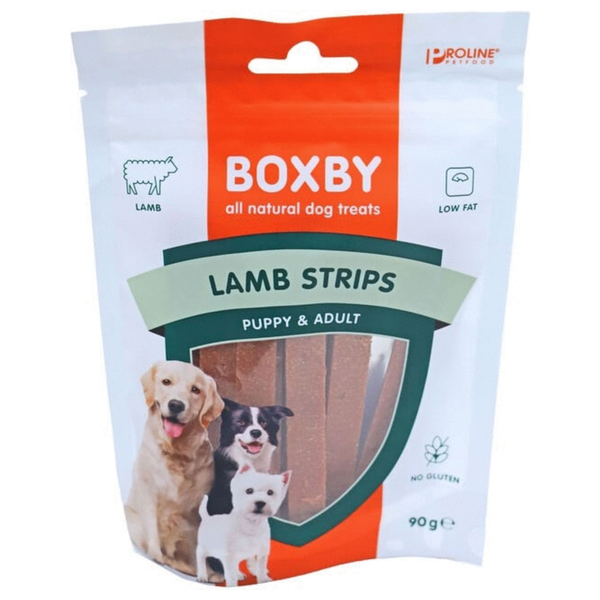 Afbeelding Proline Boxby Lamb Strips Lam - Hondensnacks - 90 g door Petsplace.nl