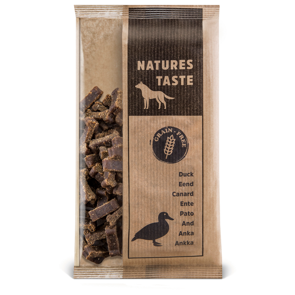 Afbeelding Natures Taste No Grain Bones 100 g - Hondensnacks - Eend door Petsplace.nl