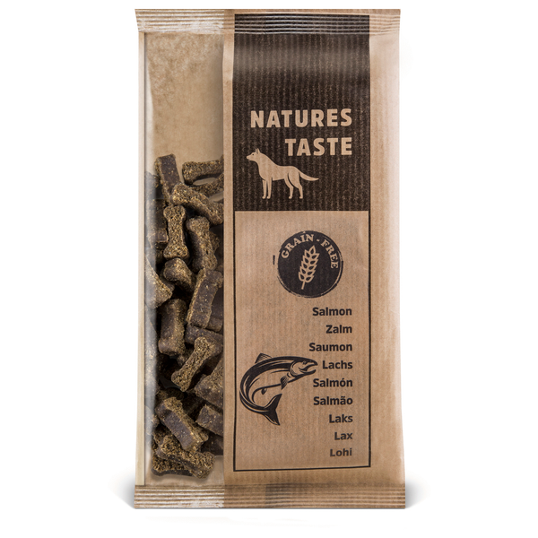 Afbeelding Natures Taste No Grain Bones 100 g - Hondensnacks - Zalm door Petsplace.nl