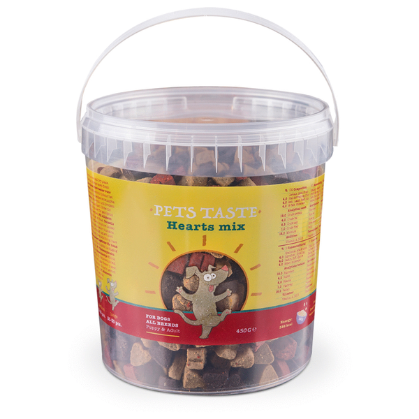 Afbeelding Pets Taste Hearts Mix Kip&Rund&Lam - Hondensnacks - 450 g door Petsplace.nl