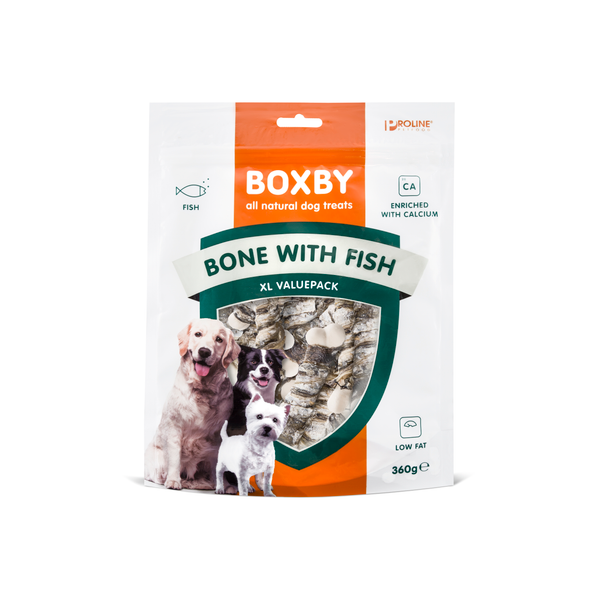 Afbeelding Boxby Bone With Fish Vis - Hondensnacks - 360 g Valuepack door Petsplace.nl