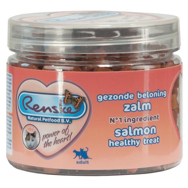 Renske Kat Gezonde Beloning Vleeshartjes - Zalm - 100 gram