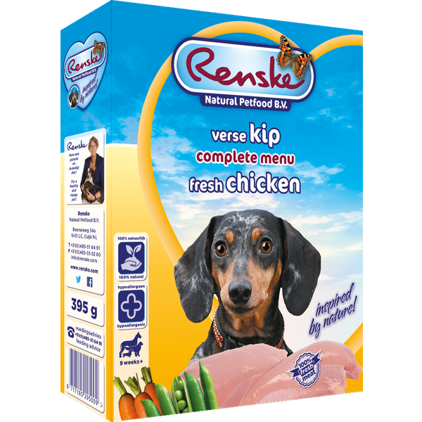 Afbeelding Renske Vers Kip hondenvoer 1 tray (10 x 395 gram) door Petsplace.nl